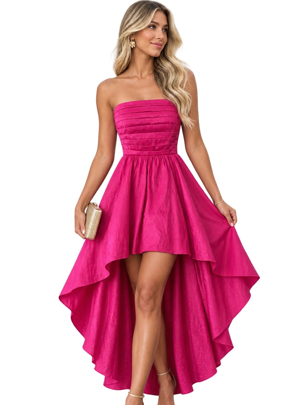 B Darlin Strapless High-Low Prom/Homecoming Dress in Hot Pink Juniors size 5/6